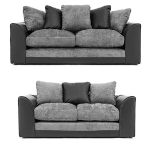 Dylan Fabric 3+2 Seater Sofa Set - Black Grey