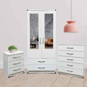 2 Door Mirrored Wardrobe Set